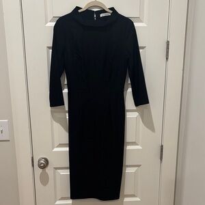 Chic Black Midi Dress with 3/4 Sleeves